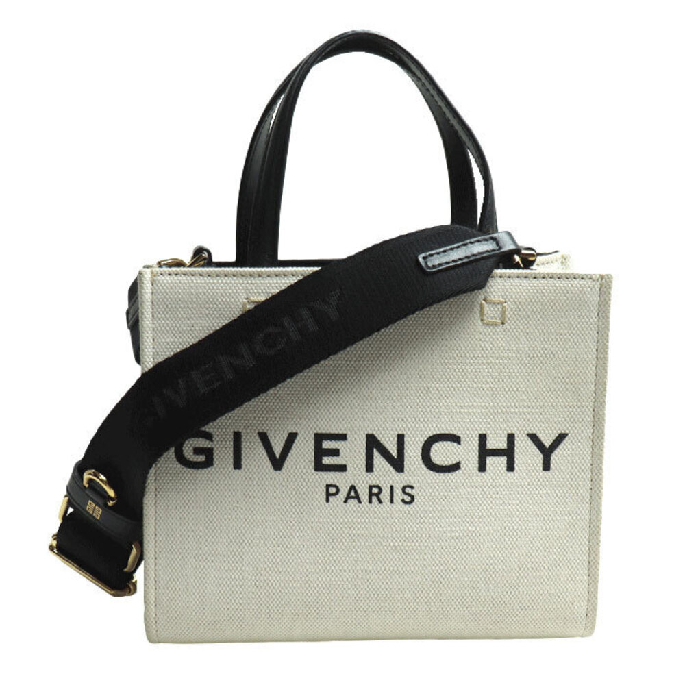 GIVENCHY Canvas Handbag Shoulder Bag Beige Black